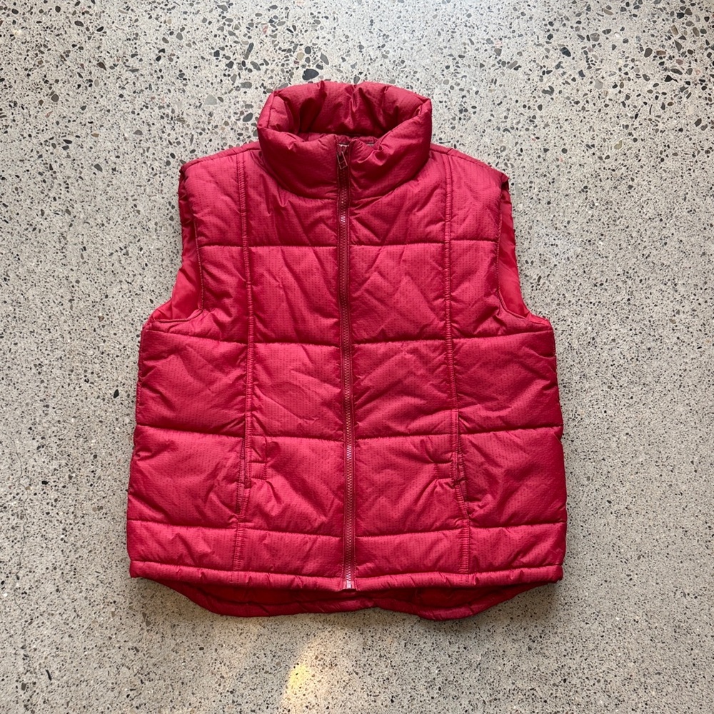Red Quilted Puffer Down Vest - Vintage
